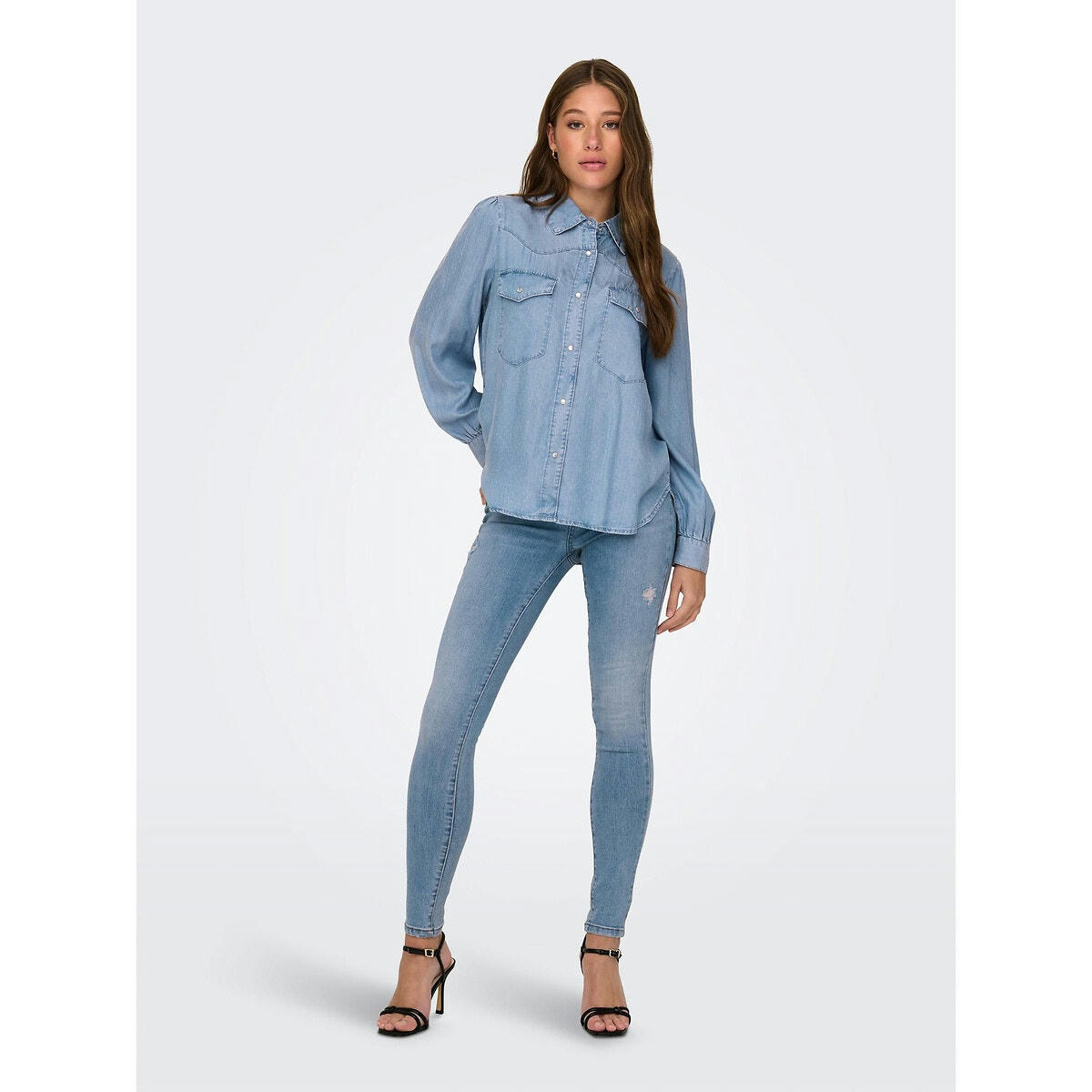 Chemise en denim, manches longues