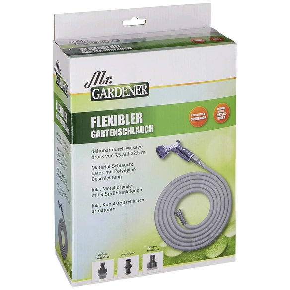 Gartenschlauch, flexibel, Länge: 7,5 - 22,5 m
