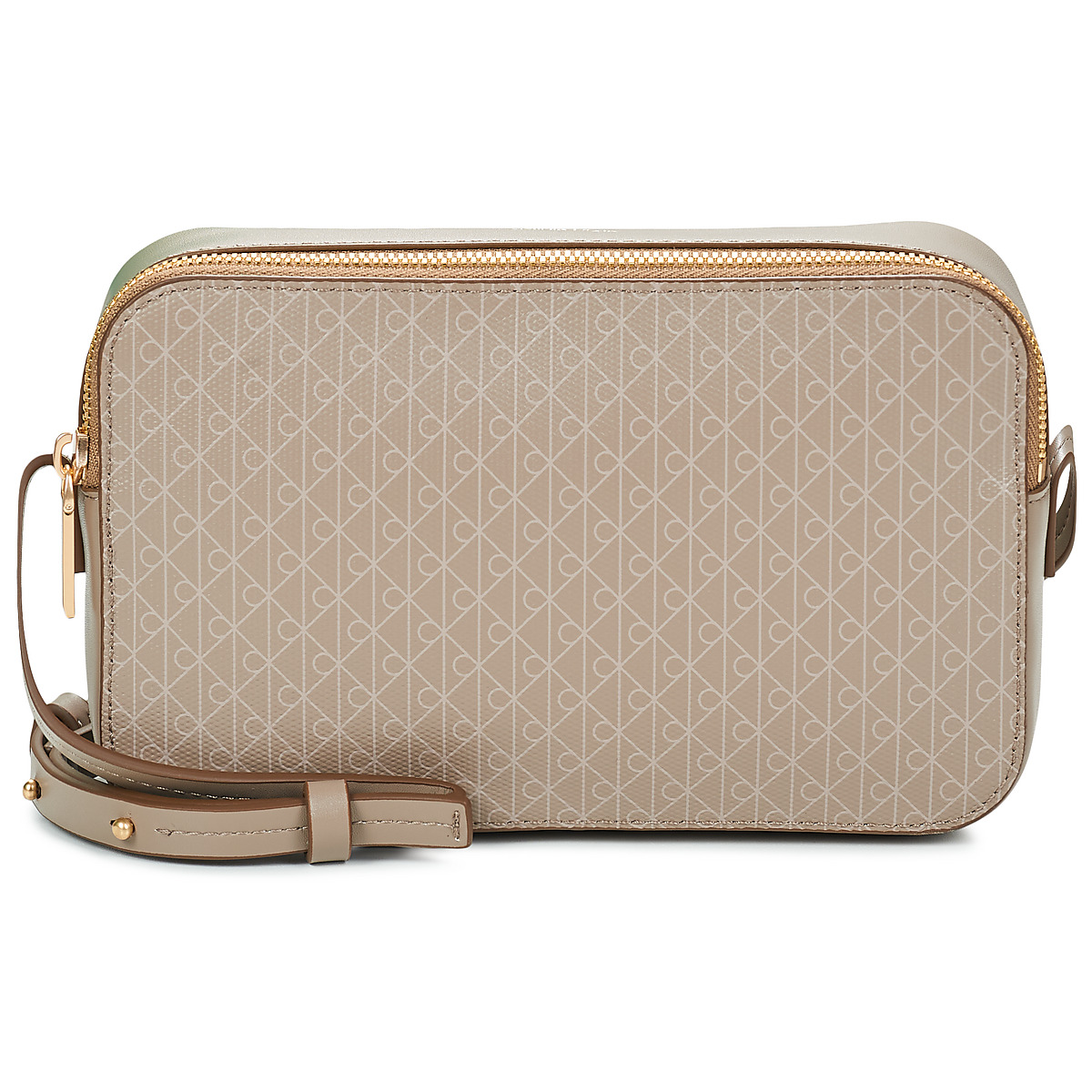Calvin Klein Jeans - EMBLEM AOP ELONGATED CAMERA BAG - Beige