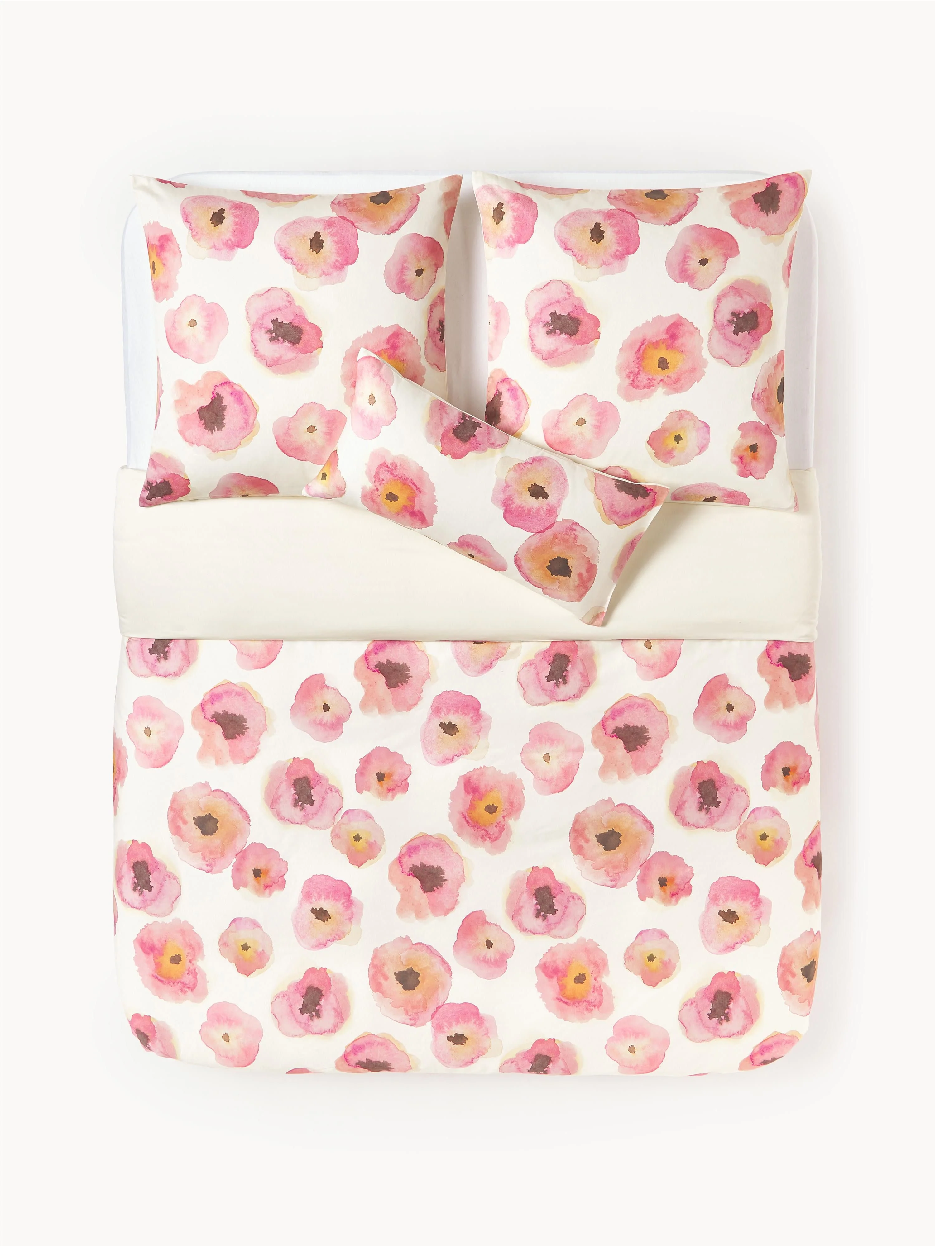 Baumwollsatin-Bettdeckenbezug Fiorella mit Blumen-Print