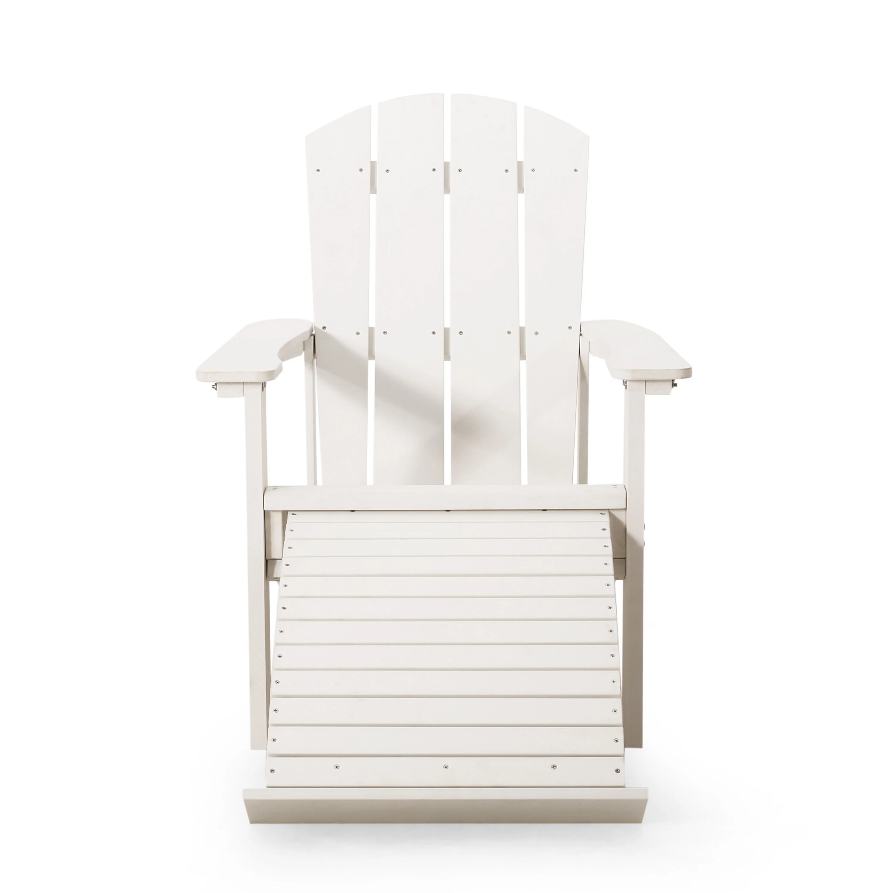 Adira Outdoor Adirondack Chair, Retractable Footrest, Slatted White