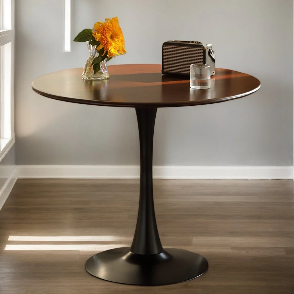 24 Inch Modern Round Dining Table, MDF Top and Steel Base Tulip Round Kitchen Table, Coffee Table, Oval Dining Table