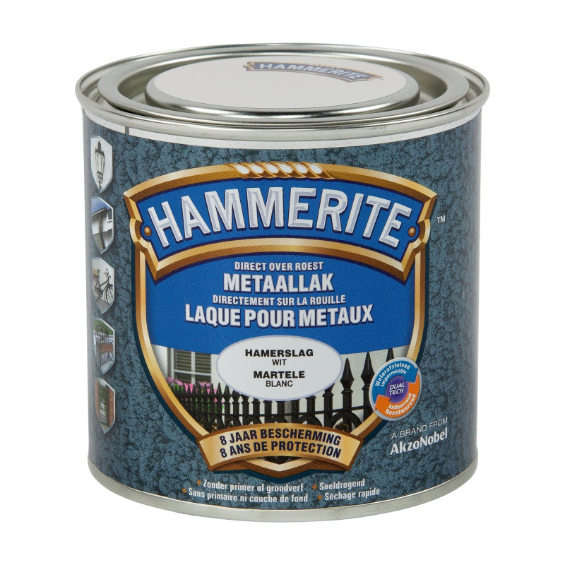 Laque antirouille pour métaux martelés blanche 0,25 L HAMMERITE