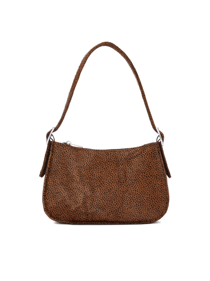 Leather handbag with natural bristles in animal pattern