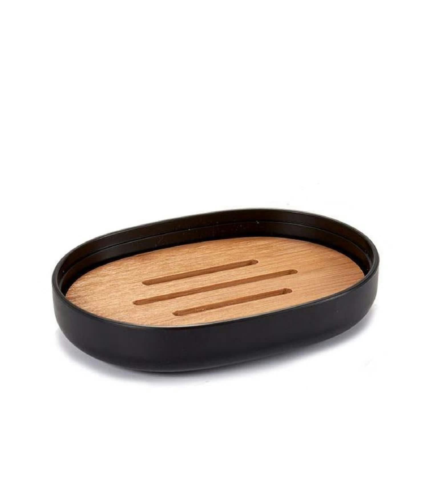 BAMBOU - Porte savon gris et bambou