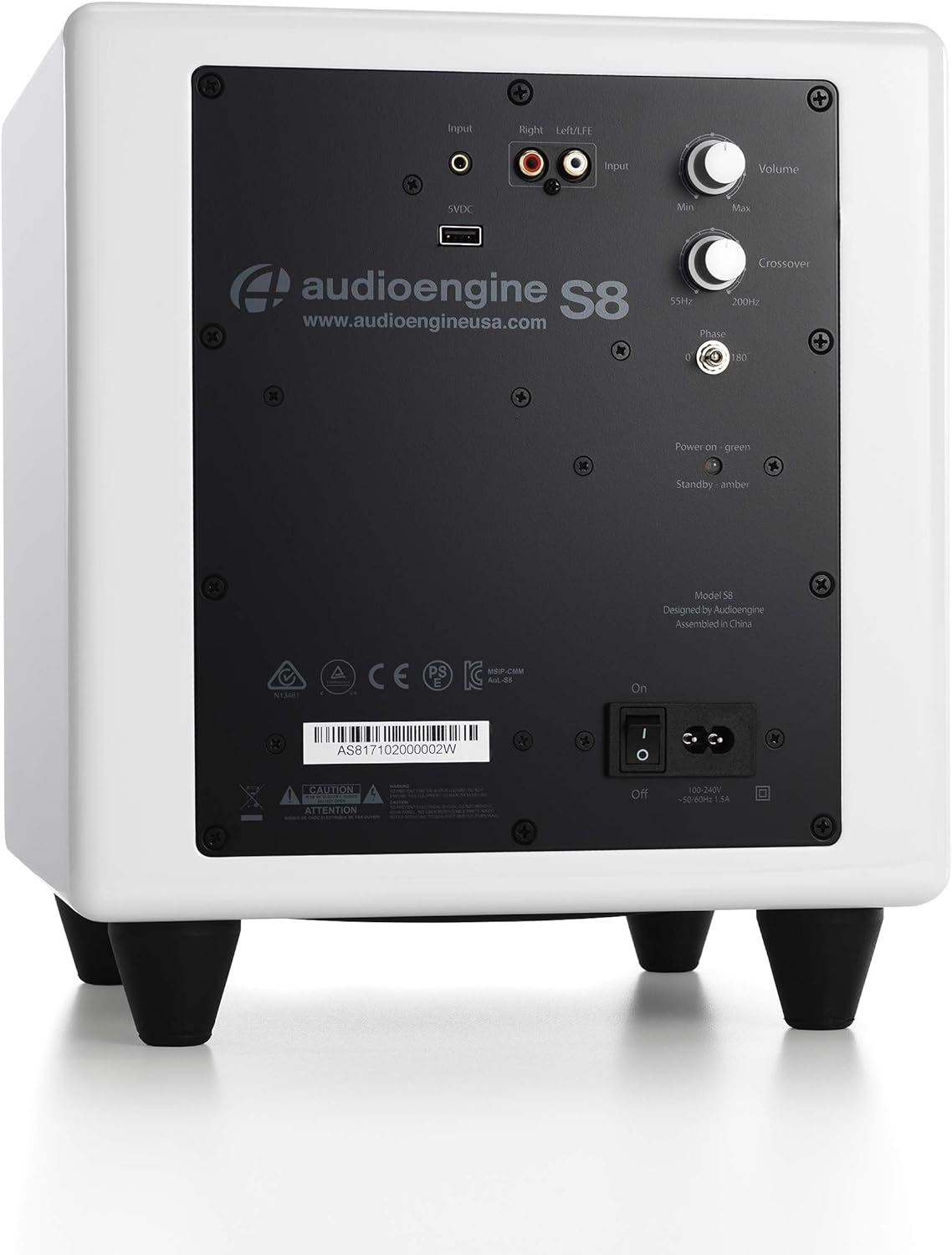 Audioengine S8 Powered Subwoofer - 8 Inch Subwoofer  250W Down Firing Speakers for PC  Home Theaters  Movie Lovers & Studios  Wireless Ready with Sleep Mode