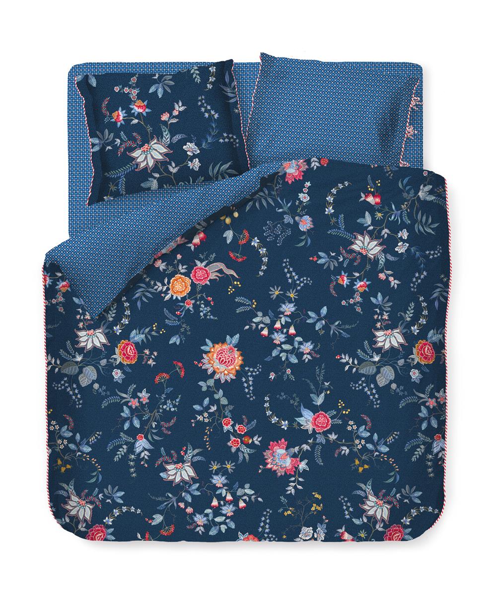 Pip Studio dekbedovertrek Flower Festival - 260x200/220 cm - donker blauw