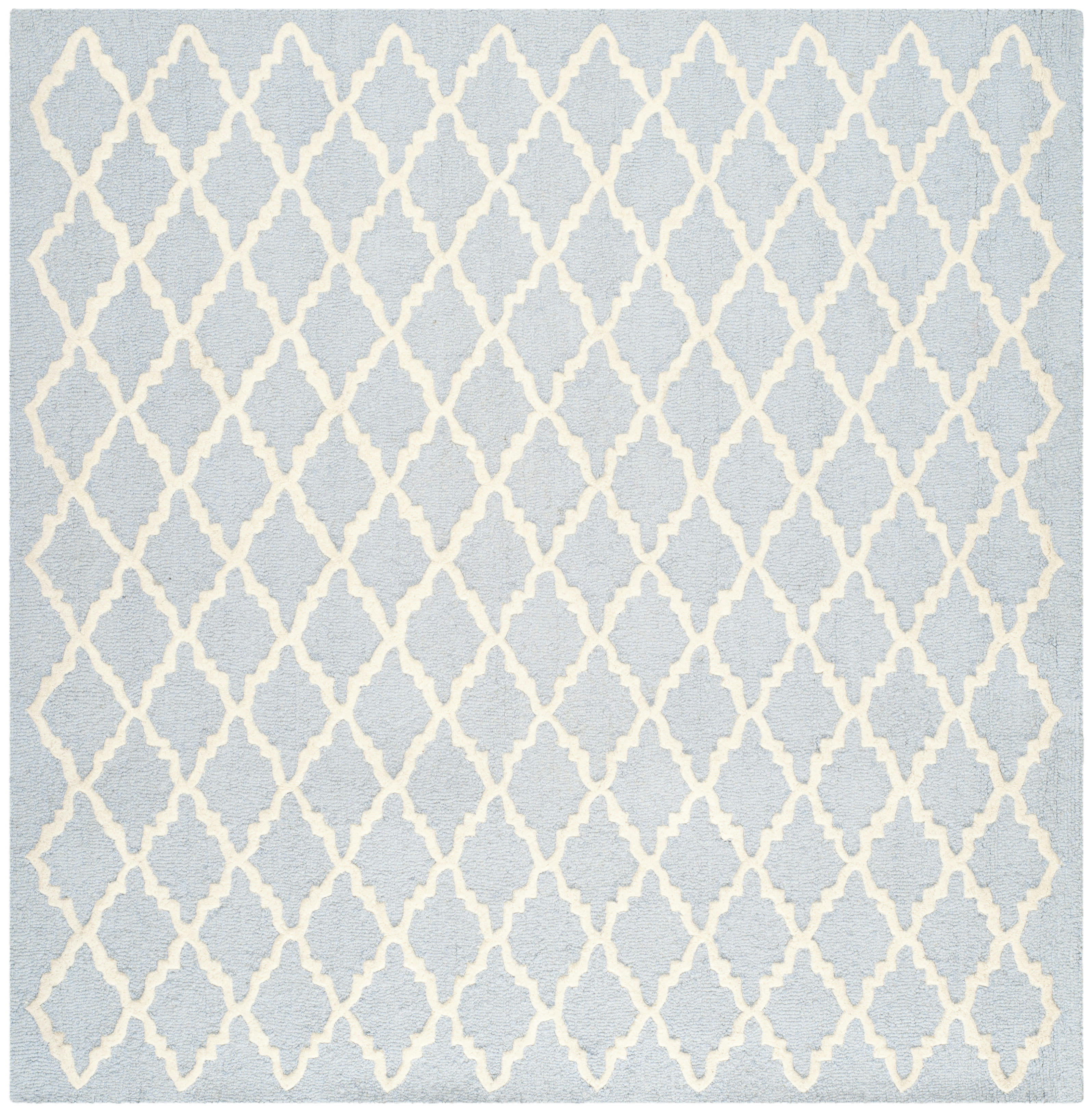CAMBRIDGE - Tapis de salon interieur en bleu clair & ivoire, 183 x 183 cm