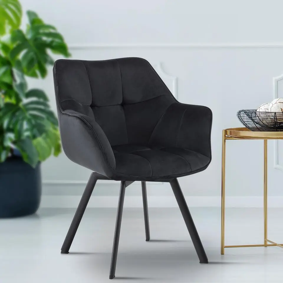 CLP Eetkamerstoel Jordi zwart Frame - Fluweel - zwart