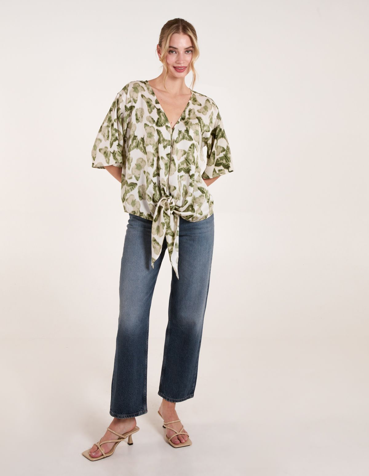 Blue Vanilla Tie Front Top