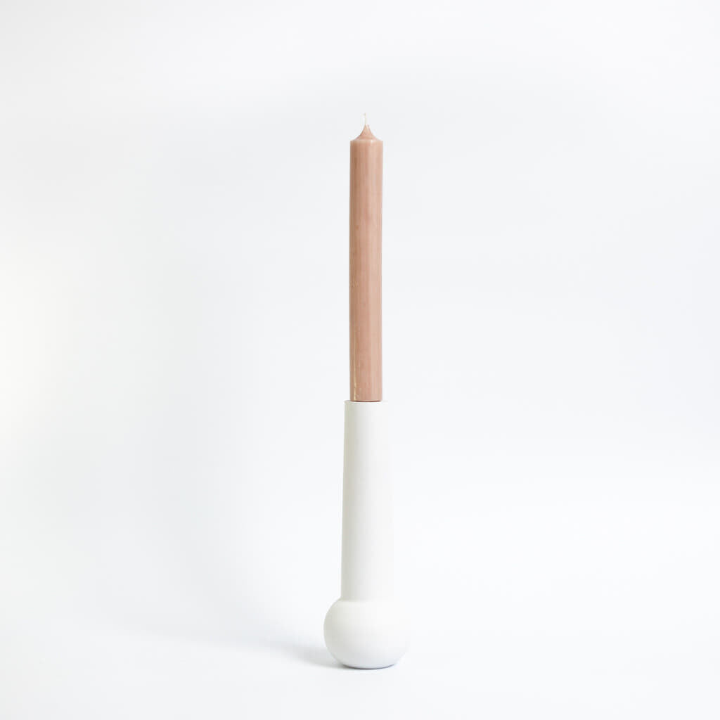 LEMON LILY Candleholder cone low - White
