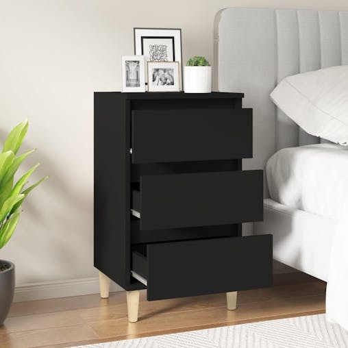 NNEVL Bedside Cabinet Black 40x35x70 cm Engineered Wood