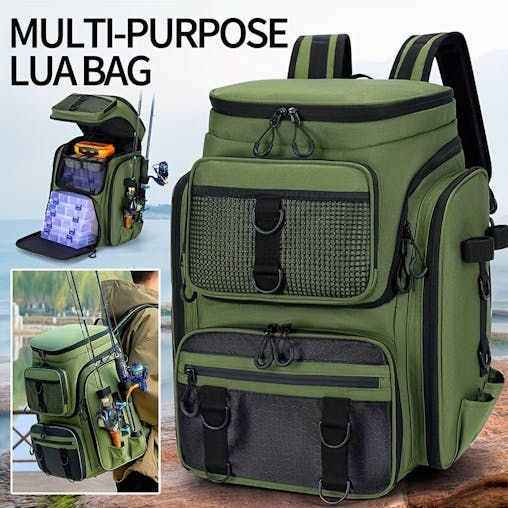 NNETM Fishing Backpack with Rod Holder & Tackle Box