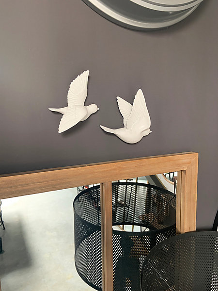 lot 2 décorations murales oiseaux blancs Emde
