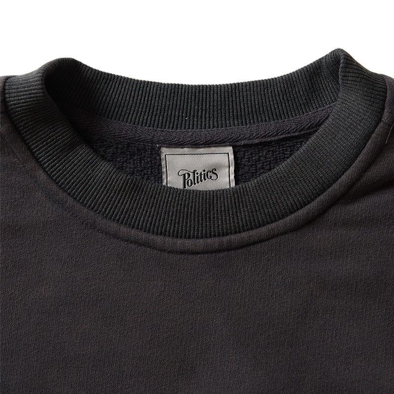 Politics Serif Outline Crewneck - Black
