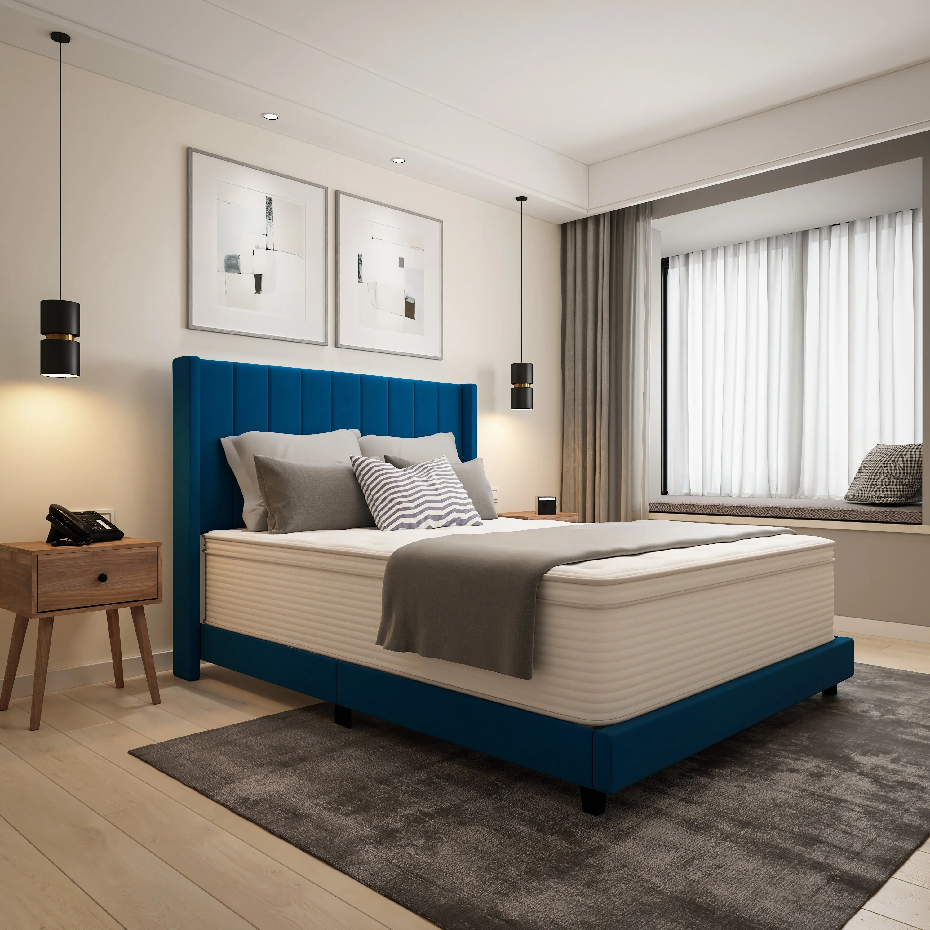 Commercial Memory Foam and Pocket Spring Hybrid Mattress in a Box