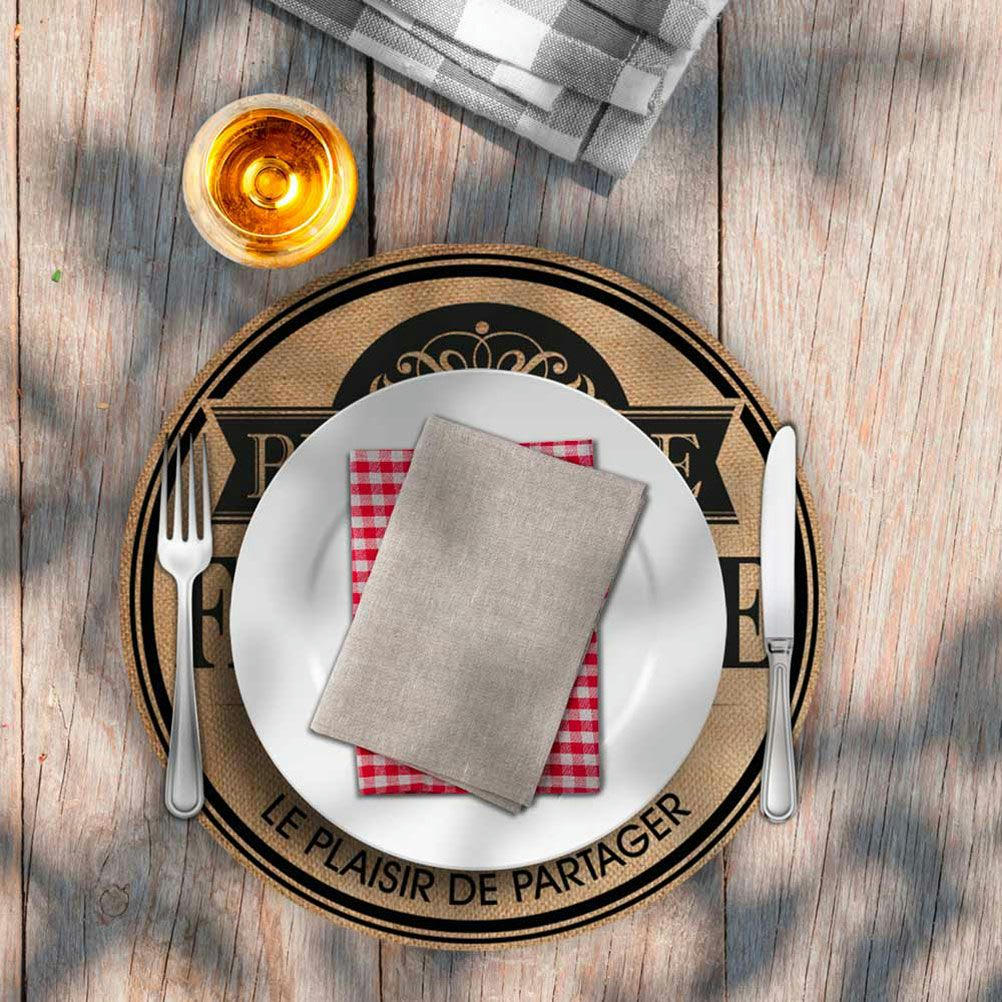 BRASSERIE FAMILIALE - Set de table rond en toile de jute D38