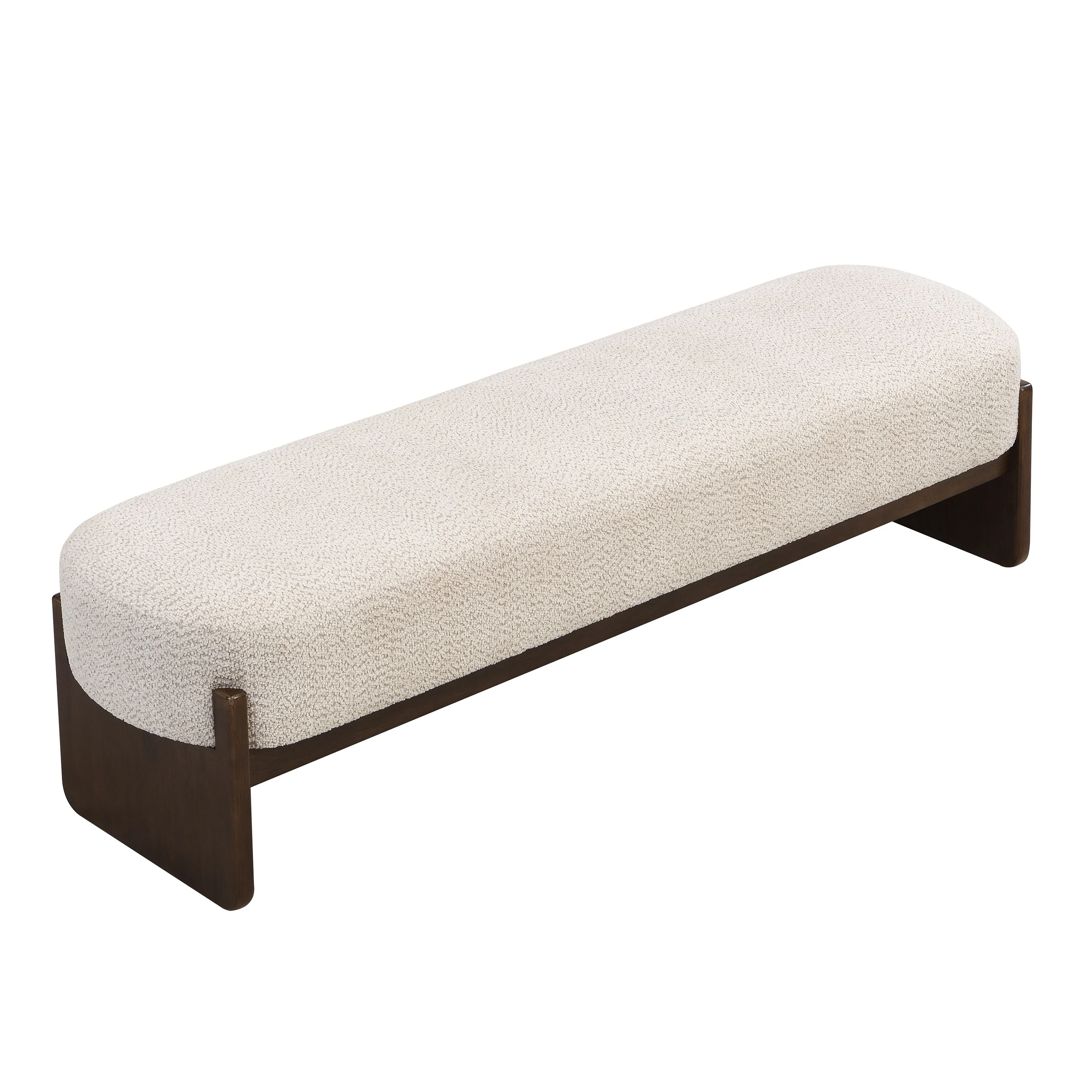 Christopher Knight Home - Gazena Beige Large Ottoman Bench with Rubberwood Base - 64 W x 18.5 D x 18.5 H
