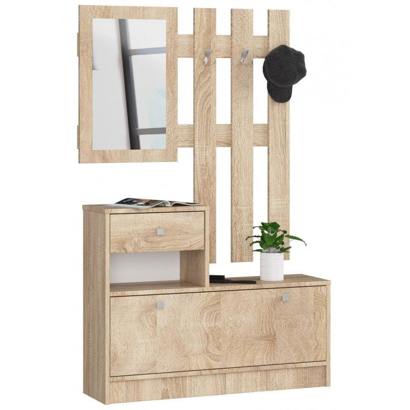 Garderoba, szafka na buty, wieszak, BELLANO, 90x25x170, sonoma,| TYLETEGOTU