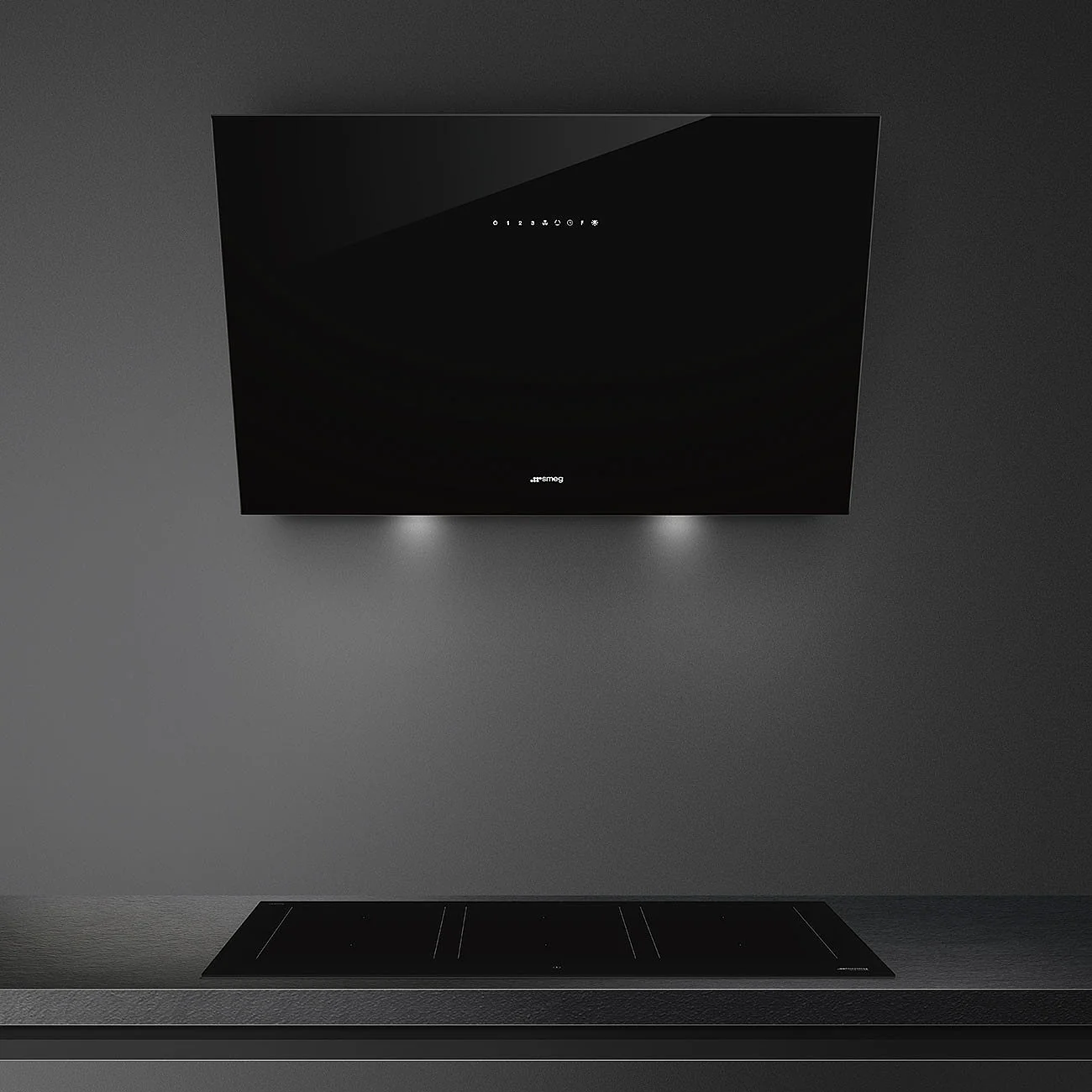 90cm Angled Chimney Auto-Vent 2.0 Hood Black