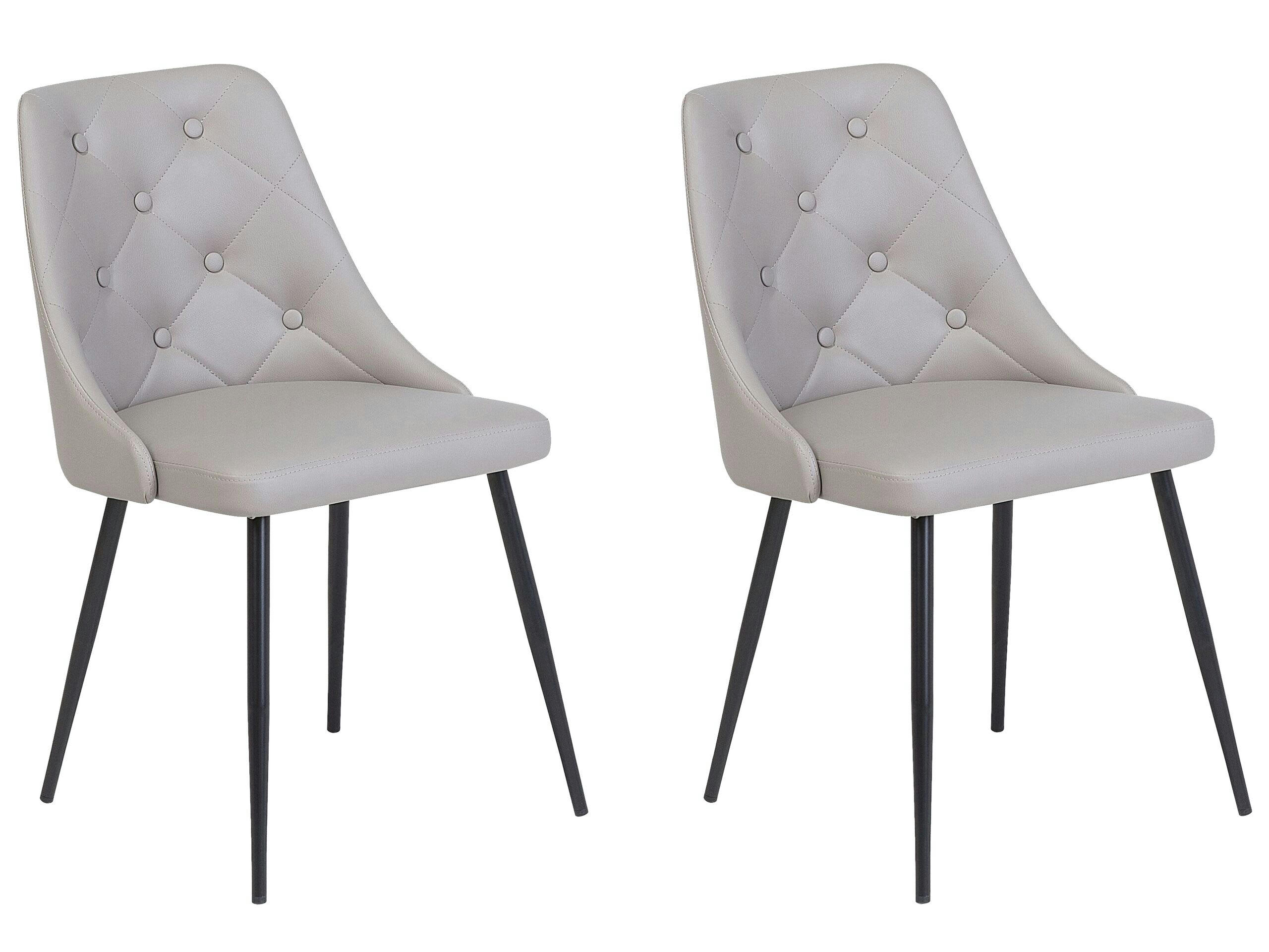 VALERIE - Lot de 2 chaises en cuir PU gris clair