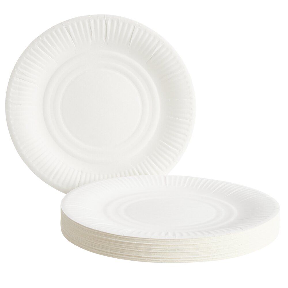 Lot de 50 assiettes en carton blanc Ø23 cm