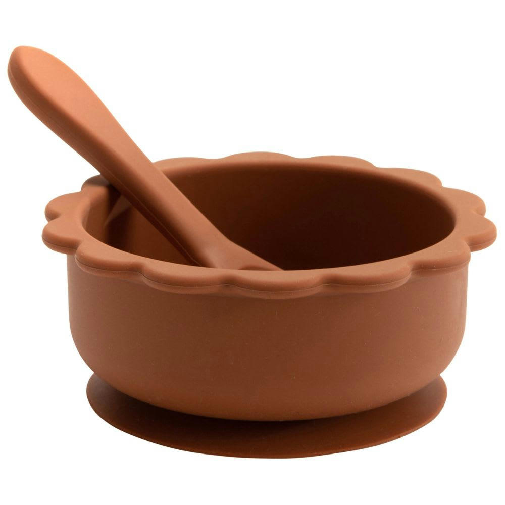 - Bol ventouse avec cuillère en silicone safran