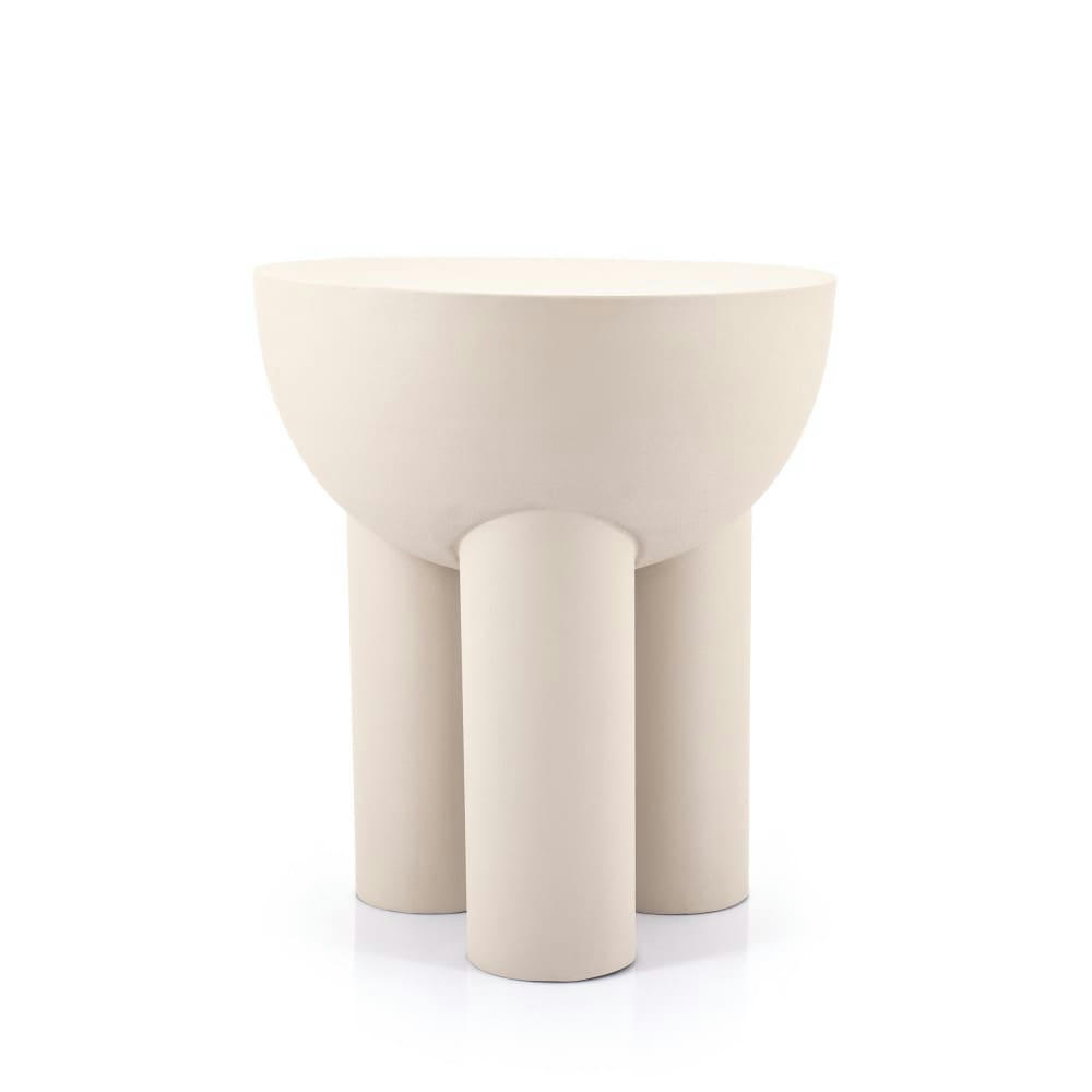 OLLIE - Table d'appoint en métal D43,5cm ecru