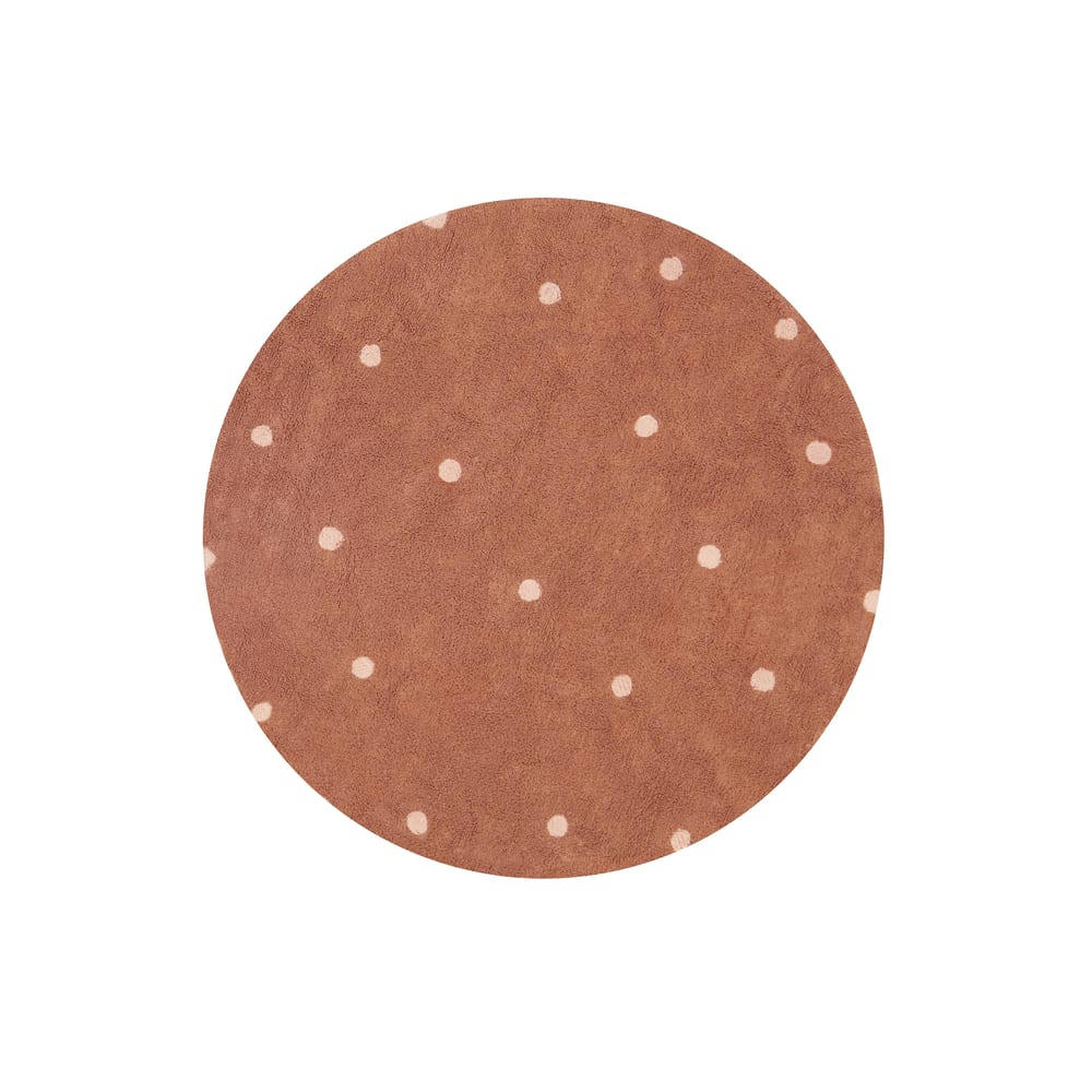 MUSHROOMS HUNTS - Tapis lavable Rond Dot Châtaigne en coton