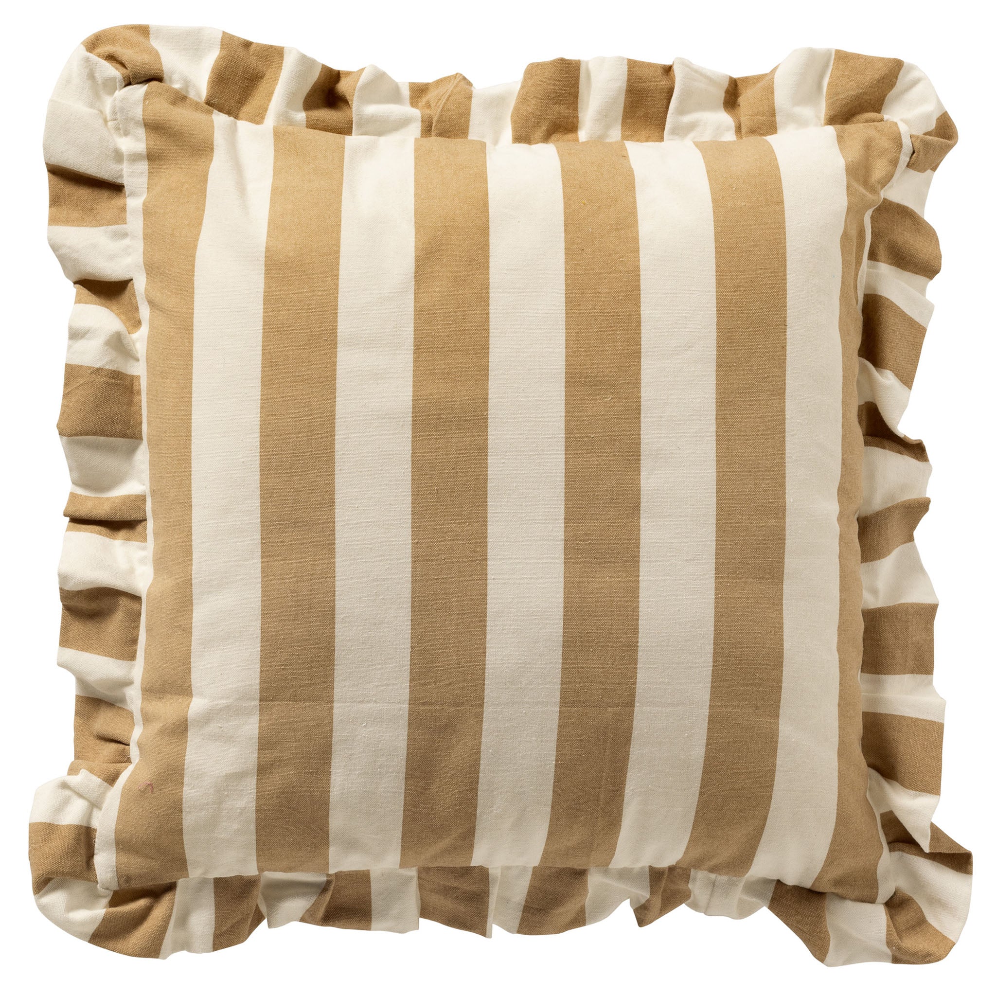 BELLA - sierkussen 45x45 cm - gestreept - ruches - Irish Cream - beige