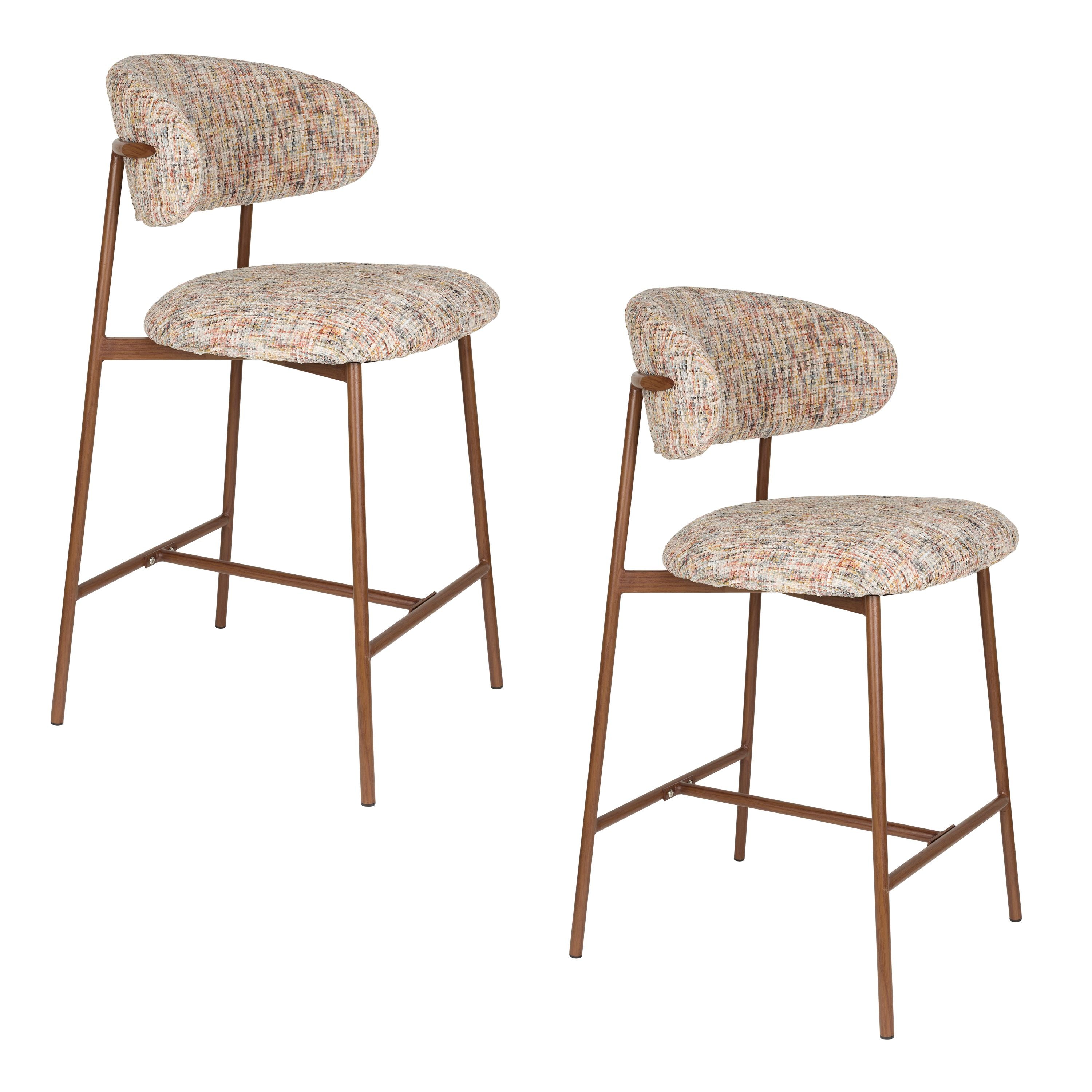 Housecraft Living Claes Barkrukken rugleuning 65 cm Multi - Set van 2