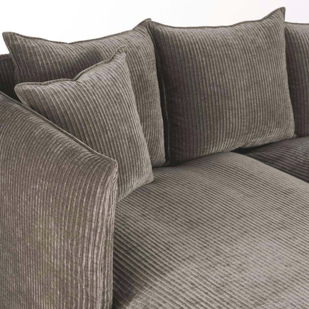 Louvain - Housse de canapé d'angle droit en velours côtelé marron écorce