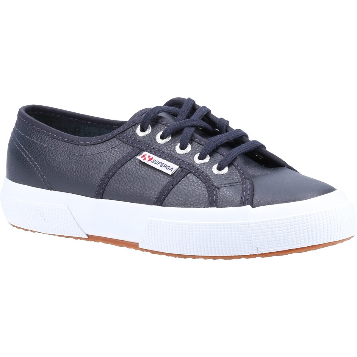 Superga - 2750 EFGLU TUMBLED LEATHER - Marine / White