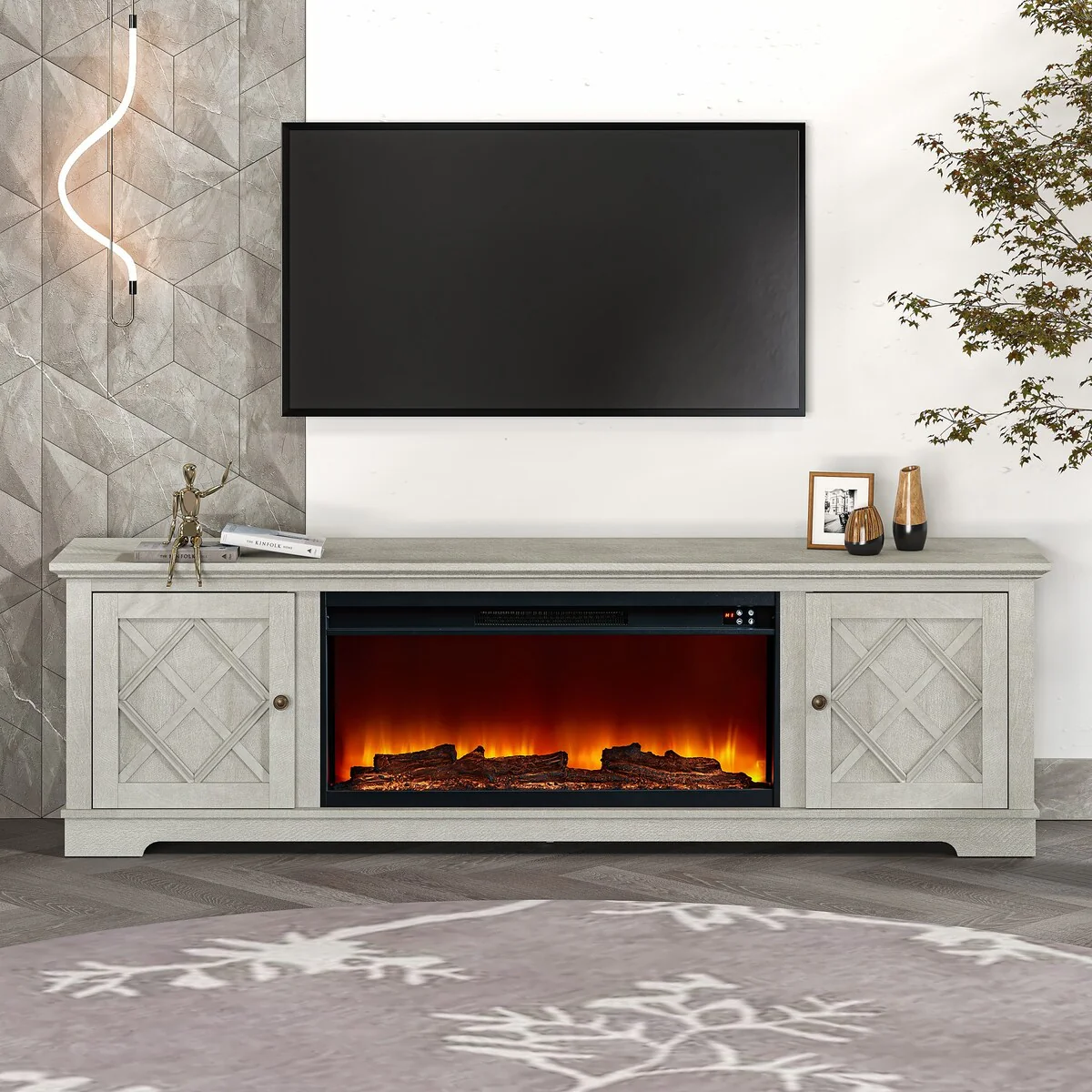 78 TV Stand with 36 Fireplace for up to 400sq ft - 78W x 23.5H x 15.5D