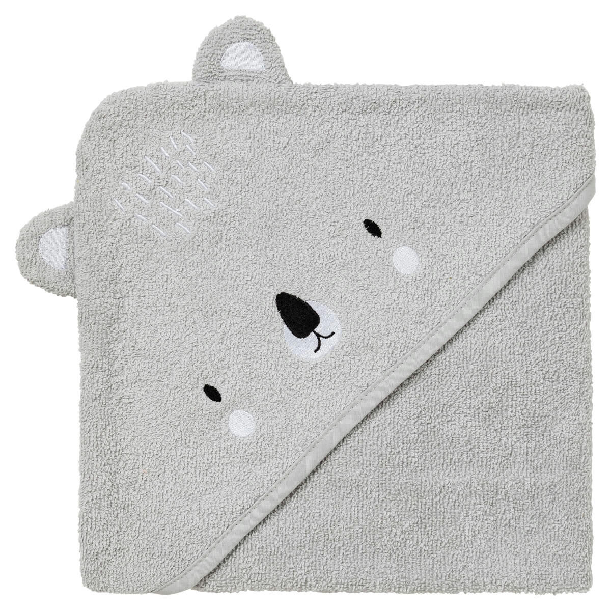 - Cape de bain bébé grise en coton 70x70 cm