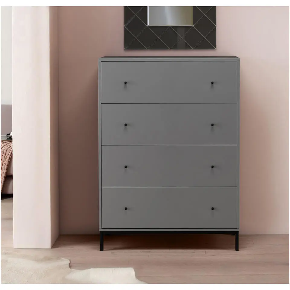 Celine - Commode met 4 laden in grijze spaanplaat