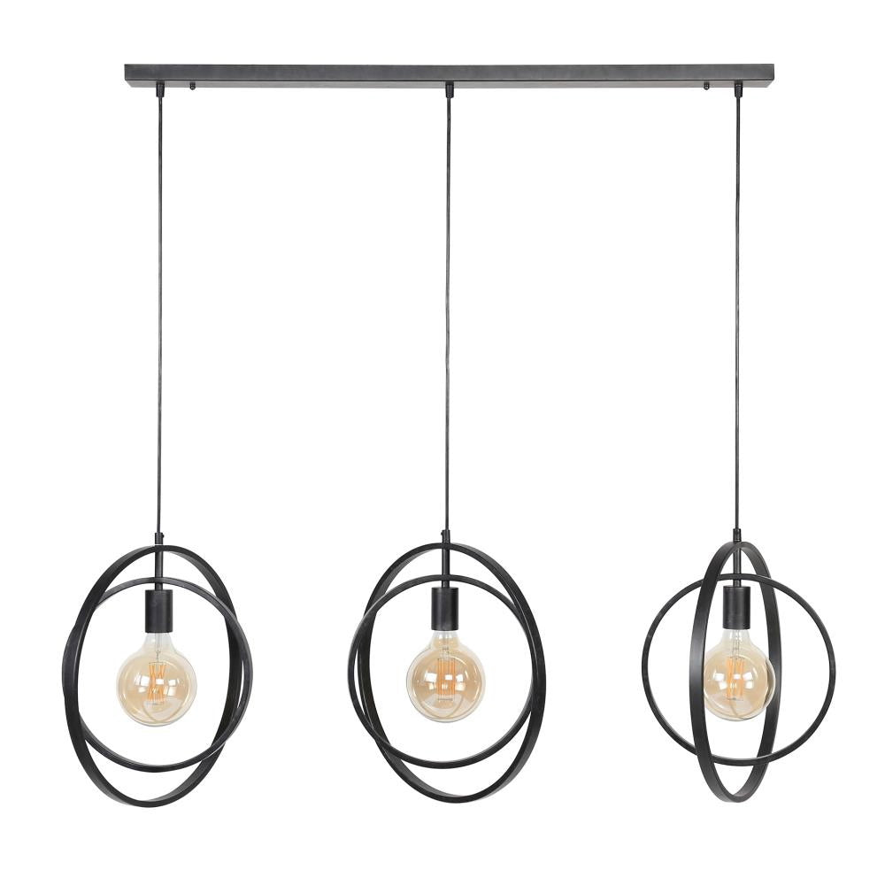 Giga Meubel Hanglamp Turn Around - Zwart - 3-Lichts - 130x30x150cm