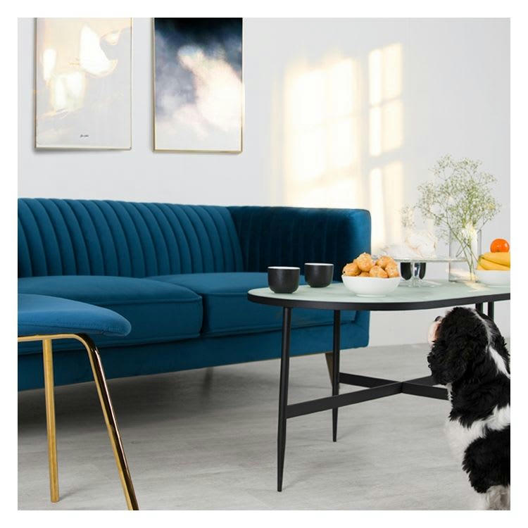 GATSBY - Canapé 2 places en velours bleu foncé