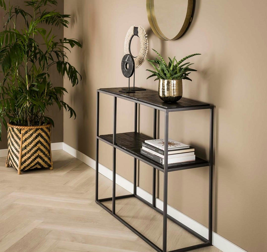 TEKA - Console bois et acier noir L90