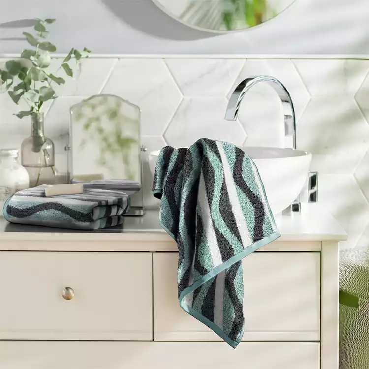 Habitat Retro Wave Geo 2 Pack Hand Towel - Multicoloured