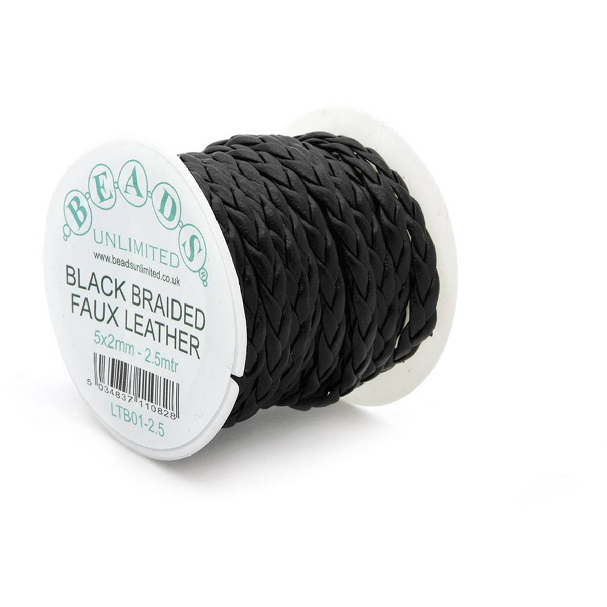 Beads Unlimited Black Braided Faux Leather 2.5m