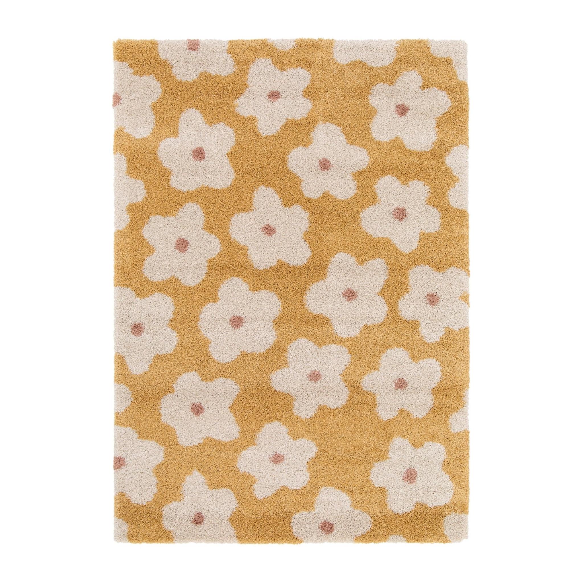 AFK Living vloerkleed Bloemen - voor kinderen - geel