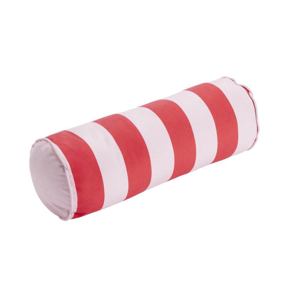 Coussin forme boudin bayadère rayures colorées Ø15x40cm (2 modèles rouge ou vert )