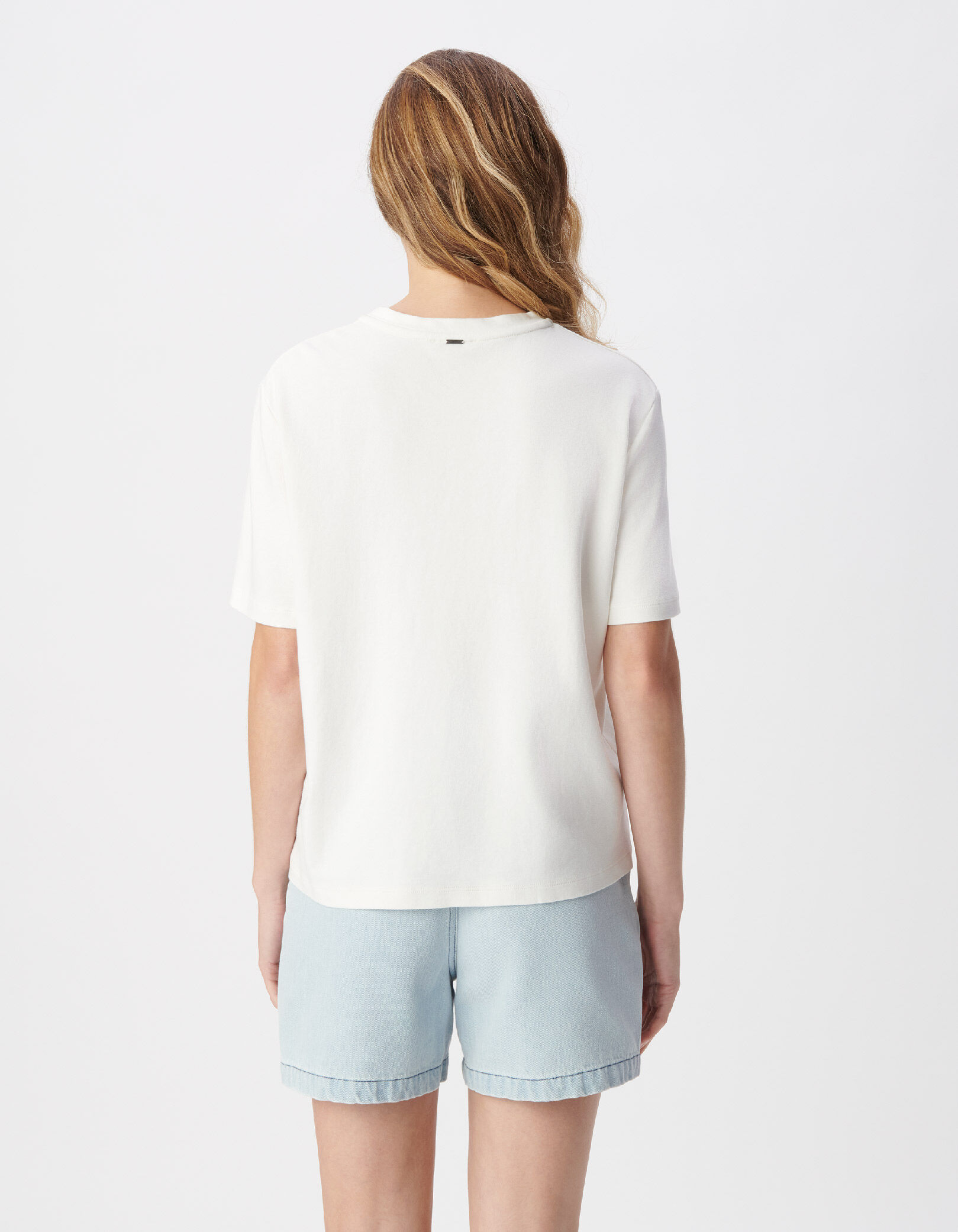 Tee-shirt manches courtes blanc visuel maxi fruits Femme