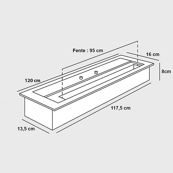 Brûleur double paroi 120cm 9.5 kW