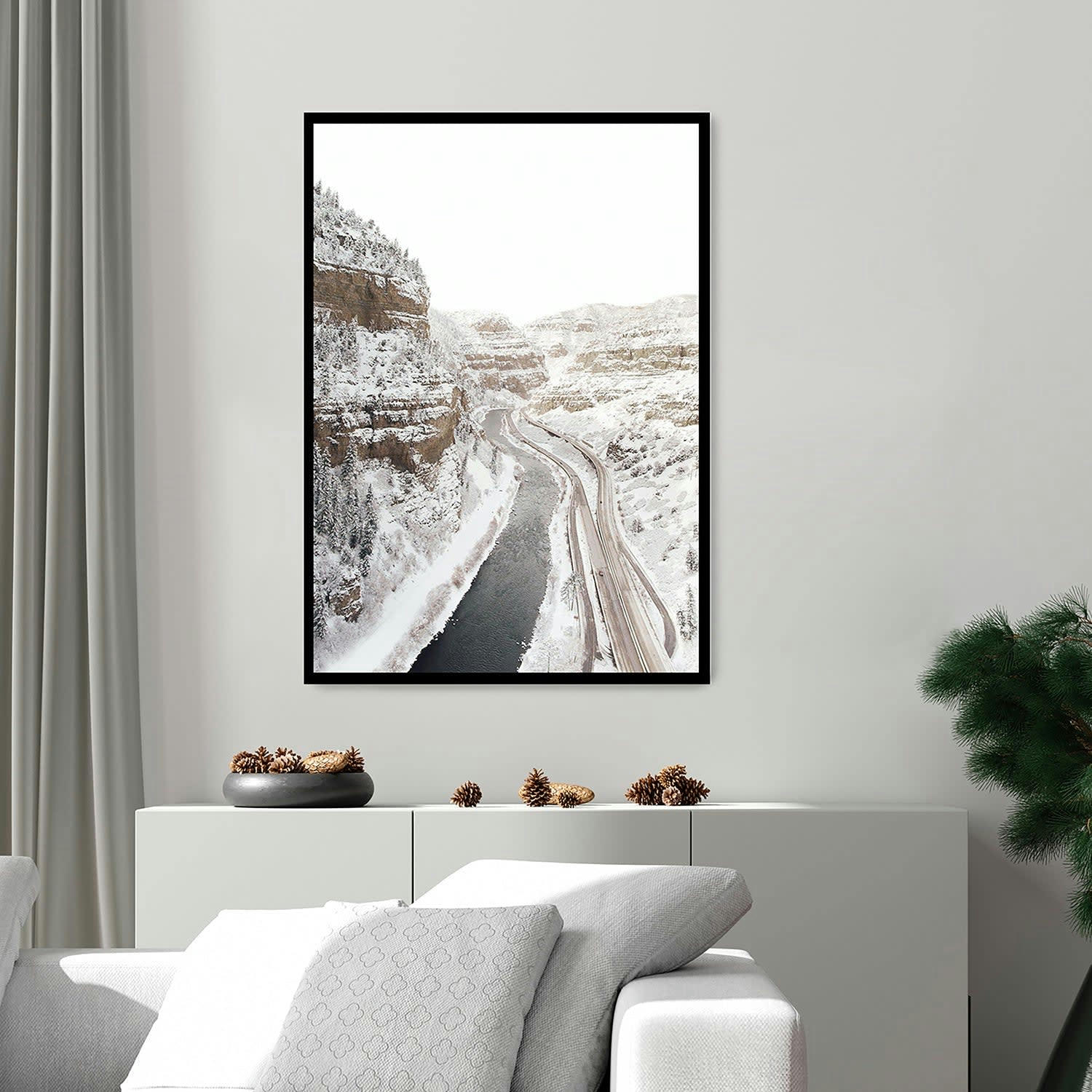 DESIERTO - Affiche avec cadre noir - Route du désert - 30x40