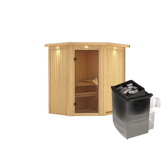 Sauna »Narva«, inkl. 9 kW Saunaofen mit integrierter Steuerung, für 3 Personen