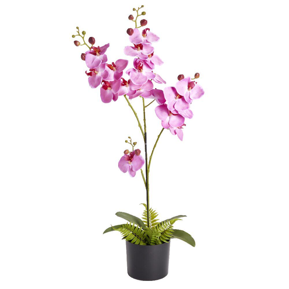 Fleurs artificielles en pot orchidée rose 4 branches H71cm