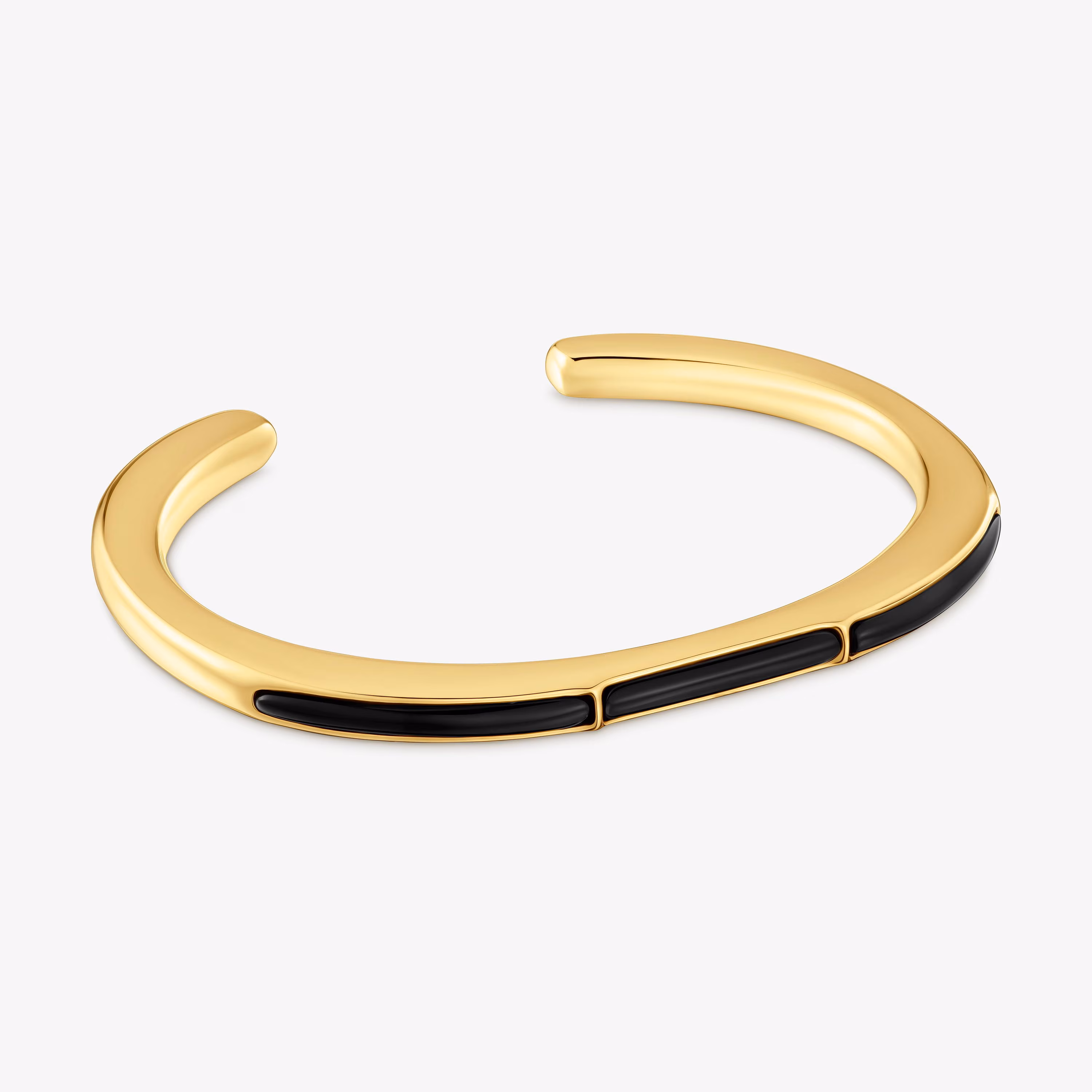 Pulsera esclava con baño de oro 18 kt sobre plata y ónix  Line