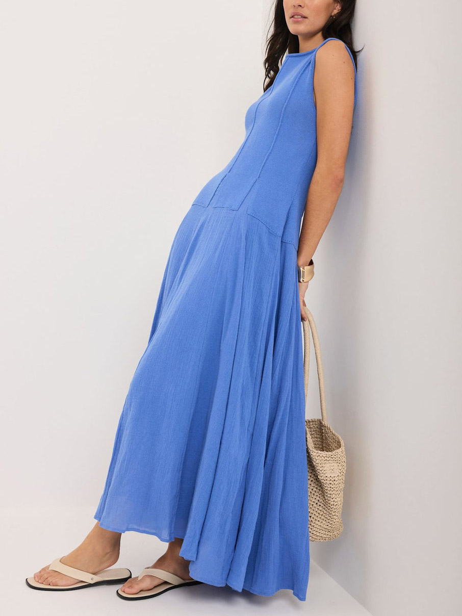 Casual Textured Knit Sleeveless Maxi Dress